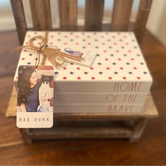 Rae Dunn July 4th Home Of The Brave Book Stack, Patriotic 4th Of July Decor - Picture 4 of 16